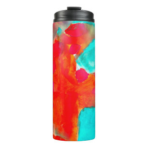 Nahtlose Giraffe, blau, orange Wasserfarbe Künstle Thermosbecher