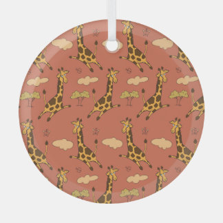 Nahtlose Giraffe Muster Vintage Illustration Ornament Aus Glas