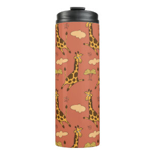 Nahtlose Giraffe Muster Vintage Illustration Thermosbecher