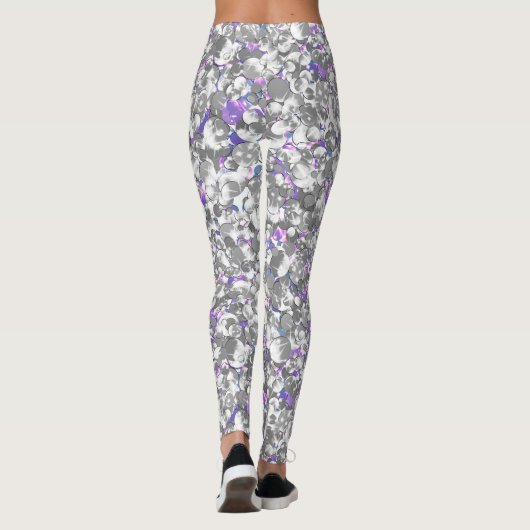 Nahtlose Glitzer-Glitzern glänzen Silber Leggings (Rückseite)