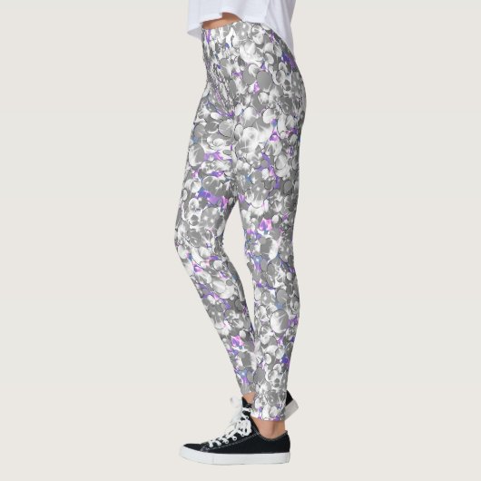 Nahtlose Glitzer-Glitzern glänzen Silber Leggings (Links)