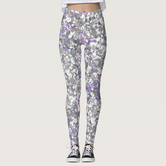 Nahtlose Glitzer-Glitzern glänzen Silber Leggings (Vorderseite)