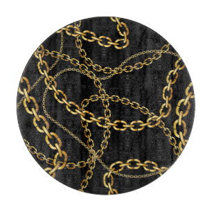 Nahtlose goldene Kette, elegantes Muster. Schneidebrett