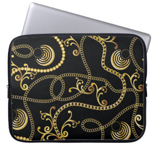 Nahtlose goldene Kettenmode, Illustrati Laptopschutzhülle
