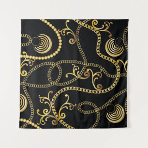 Nahtlose goldene Kettenmode, Illustrati Wandteppich