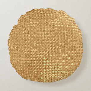 Nahtlose Goldfolie, goldene Glitzer-Textur Rundes Kissen