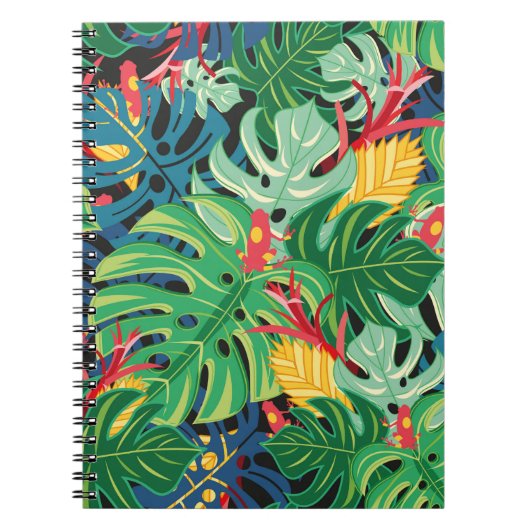 Nahtlose Grafik mit Blätter monstera und Notizblock (Vorderseite)