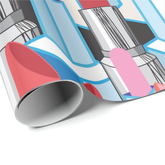 Nahtlose Grafik mit farbigen Lippenstift Geschenkpapier (Rolleneckpunkt)