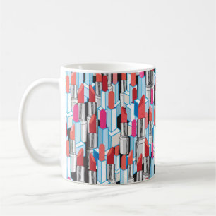 Nahtlose Grafik mit farbigen Lippenstift Kaffeetasse
