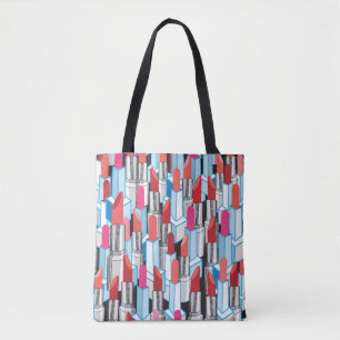 Nahtlose Grafik mit farbigen Lippenstift Tasche