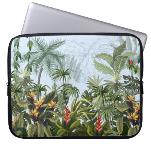 Nahtlose Grenze mit Dschungelbäumen und Blume. Vin Laptopschutzhülle