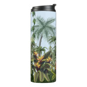 Nahtlose Grenze mit Dschungelbäumen und Blume. Vin Thermosbecher (Nach links gedreht)
