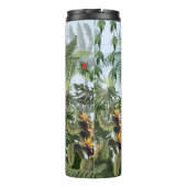 Nahtlose Grenze mit Dschungelbäumen und Blume. Vin Thermosbecher (Rückseite)