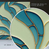 Nahtlose, grün-blaue goldfarbene Bio Muster Fliese