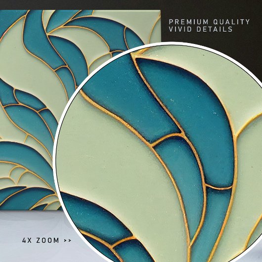 Nahtlose, grün-blaue goldfarbene Bio Muster Fliese