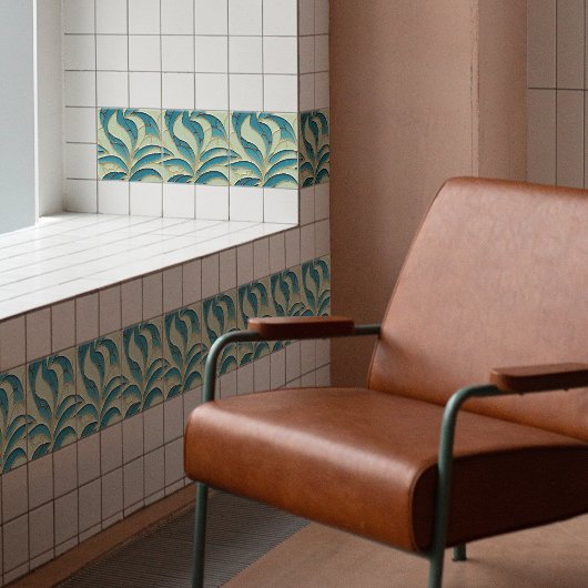 Nahtlose, grün-blaue goldfarbene Bio Muster Fliese