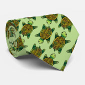 Nahtlose grüne Aquarellfarbe Gezeichnet Schildkröt Krawatte (Gerollt)