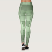 Nahtlose grüne Seide mit gestreiftem Muster, moder Leggings (Rückseite)