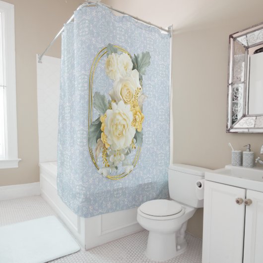 Nahtlose hellblaue, rosa und weiße Mandalase Duschvorhang (Beispiel)