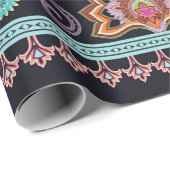 Nahtlose, helle Grenze mit Pisley und kleinen Elch Geschenkpapier (Rolleneckpunkt)