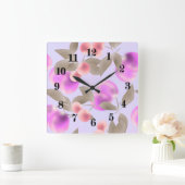 Nahtlose helle Pflaume trägt lila Beerenkirsche p Quadratische Wanduhr (Zuhause)