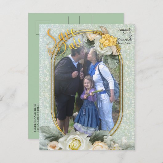 Nahtlose hellgrüne, gelbe und weiße Mandalase Ankündigungspostkarte (Vorne/Hinten)