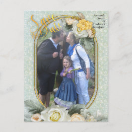 Nahtlose hellgrüne, gelbe und weiße Mandalase Ankündigungspostkarte