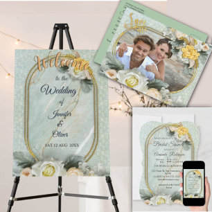 Nahtlose hellgrüne, gelbe und weiße Mandalase Ankündigungspostkarte