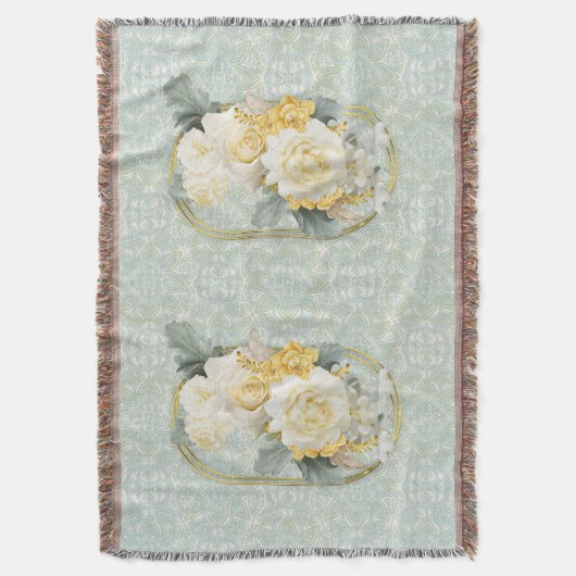 Nahtlose hellgrüne, gelbe und weiße Mandalase Decke (Vorderseite Vertikal)