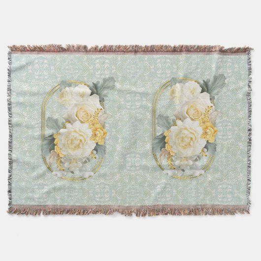 Nahtlose hellgrüne, gelbe und weiße Mandalase Decke (Vorderseite)