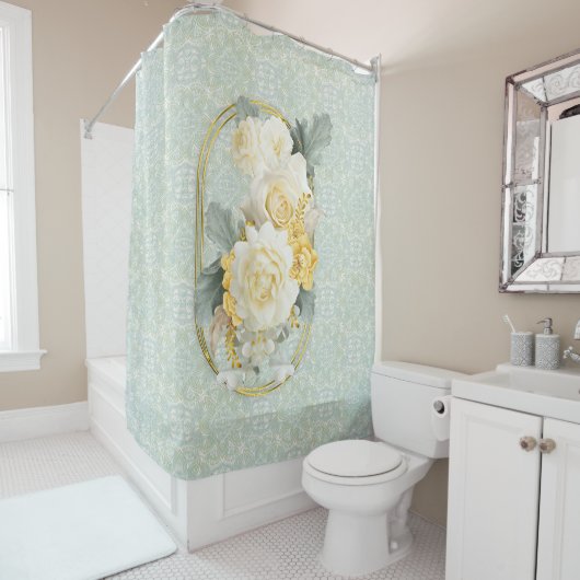 Nahtlose hellgrüne, gelbe und weiße Mandalase Duschvorhang (Beispiel)