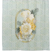 Nahtlose hellgrüne, gelbe und weiße Mandalase Duschvorhang (Vorderseite)