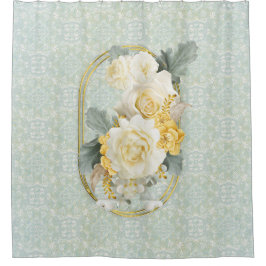 Nahtlose hellgrüne, gelbe und weiße Mandalase Duschvorhang