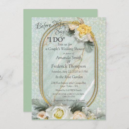 Nahtlose hellgrüne, gelbe und weiße Mandalase Einladung (Vorne/Hinten)