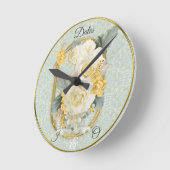 Nahtlose hellgrüne, gelbe und weiße Mandalase Runde Wanduhr (Winkel)