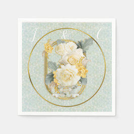 Nahtlose hellgrüne, gelbe und weiße Mandalase Serviette