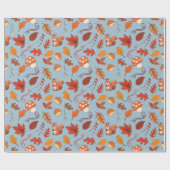 Nahtlose Herbstkastanien und Blätter Umschlagpapie Geschenkpapier (Flach)