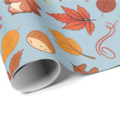 Nahtlose Herbstkastanien und Blätter Umschlagpapie Geschenkpapier (Rolleneckpunkt)