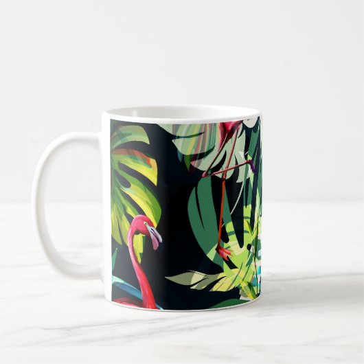 Nahtlose Hintergrundblumen. Tropischer verlass Kaffeetasse (Links)