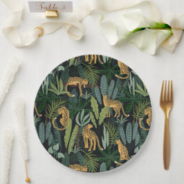 Nahtlose Illustration Leopard Dschungel Wald Custo Pappteller