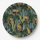 Nahtlose Illustration Leopard Dschungel Wald Custo Pappteller (Vorderseite)