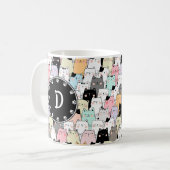 Nahtlose Illustration Mehrfarbiges Katzen Monogram Kaffeetasse (Vorderseite Links)