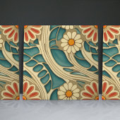 Nahtlose Indigo- und Rot-Creme-Bio Muster Fliese