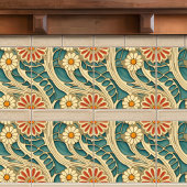 Nahtlose Indigo- und Rot-Creme-Bio Muster Fliese