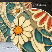 Nahtlose Indigo- und Rot-Creme-Bio Muster Fliese