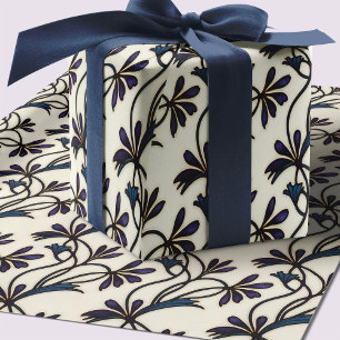 Nahtlose Indigo-Violett-Krokus-Organism Muster Geschenkpapier