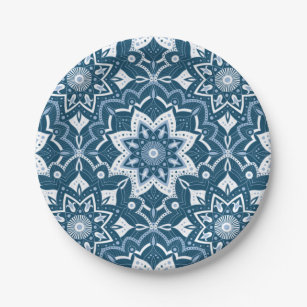 Nahtlose Islamische Kunst farbenfroh blau Pappteller