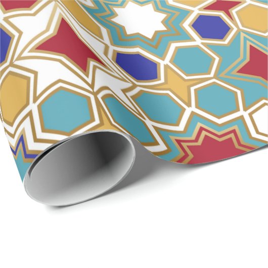 Nahtlose islamische Muster in Farbe. Islamischer N Geschenkpapier (Rolleneckpunkt)