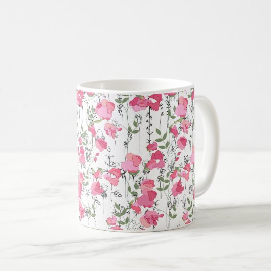 Nahtlose Jahreszeit Muster mit süßer Erbse. Endlos Kaffeetasse (VorderseiteRechts)