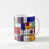Nahtlose, karierte karierte geometrische Quadrate Kaffeetasse (VorderseiteRechts)